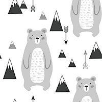 World of Wallpaper Scandi Bears Wallpaper Grey (AF0001)