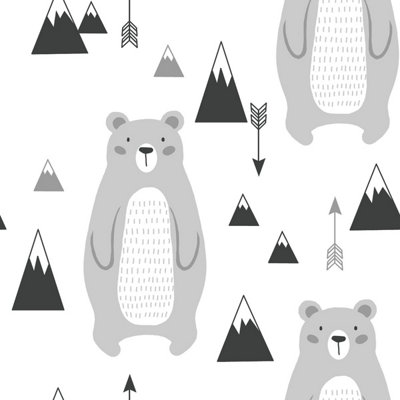 World of Wallpaper Scandi Bears Wallpaper Grey (AF0001)