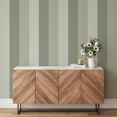 World of Wallpaper Stripe Wallpaper Soft Green/Sage/Olive