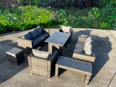 World RATTAN WICKER GARDEN OUTDOOR SEATER SOFA CONSERVATORY FURNITURE PATIO COFFEE TABLE STOOLS STORAGE DINING SET GREY