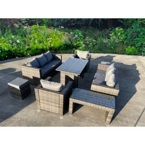 World RATTAN WICKER GARDEN OUTDOOR SEATER SOFA CONSERVATORY FURNITURE PATIO COFFEE TABLE STOOLS STORAGE DINING SET GREY