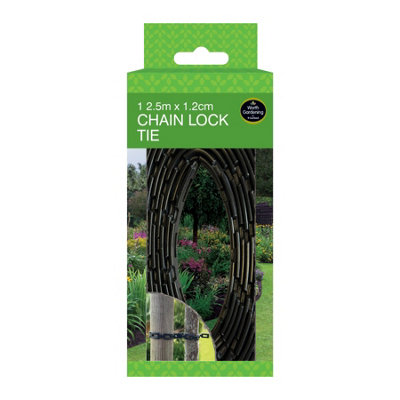 Worth Gardening by Garland Black Adjustable & Reuseable Chain Lock Tie 2.5m x 1.2cm