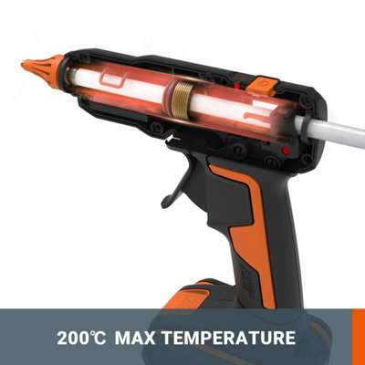 WORX 20V Cordless 200C Hot Glue Gun with 10x Glue sticks (BARE TOOL ...