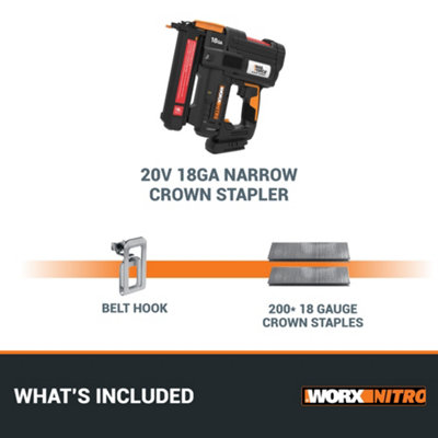 WORX 20V Cordless 9.5mm Narrow Crown Stapler with Quick Ejection ...