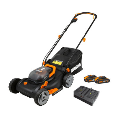 WORX 40V 40cm Cordless Lawn Mower with 2 x 4.0Ah Batteries and Charger ...