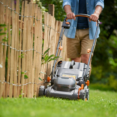 WORX Cordless Twin Pack 40V 34cm Lawn Mower and 20V 25cm Grass Trimmer ...
