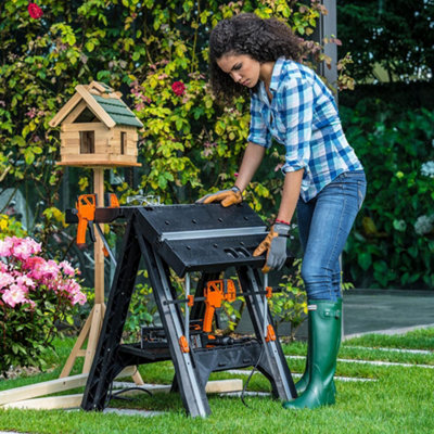 Worx Pegasus WX051 Versatile Multi Function Folding Work Table Saw horse with Quick Clamps Portable