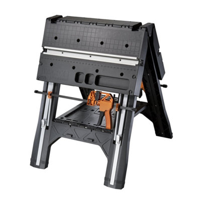 Worx Pegasus WX051 Versatile Multi Function Folding Work Table & Sawhorse with Quick Clamps, Portable and Lightweight Workbench