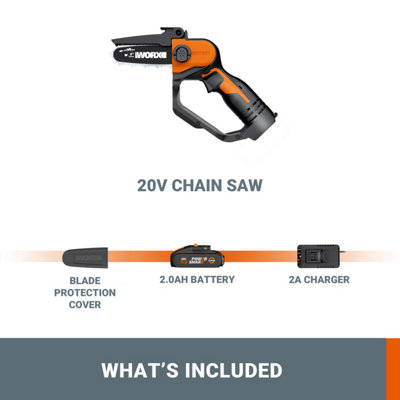 WORX WG324E 20V 12cm One Handed Chainsaw - 8