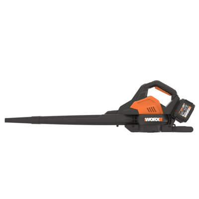 WORX WG583E 40V cordless brushless leaf blower and vacuum with collection bag - with 2 4AH battery and charger