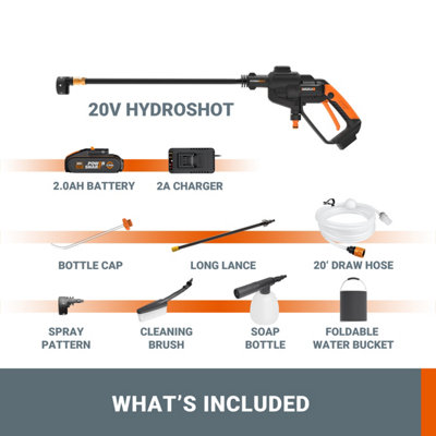 WORX WG620E.2 20V Hydroshot Pressure Cleaner with Kit - 8