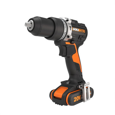 WORX WX352.4 20V Cordless Brushless Combi Drill with 2 x 2.0Ah batteries , 60min 2A charger & 75pc Accessory Set