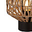 WOVEN - CGC Natural Brown Woven Table Lamp with Black Base