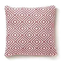 Woven Indoor Outdoor Washable Diamond Cosy Cushion Coral Pink - 45cm x 45cm