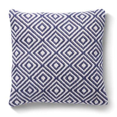 Woven Indoor Outdoor Washable Diamond Cosy Cushion Navy - 45cm x 45cm