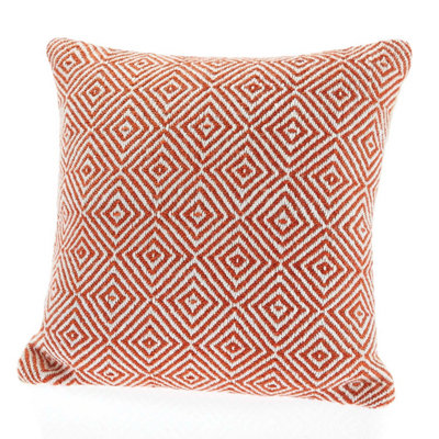 Woven Indoor Outdoor Washable Diamond Cosy Cushion Rust - 45cm x 45cm