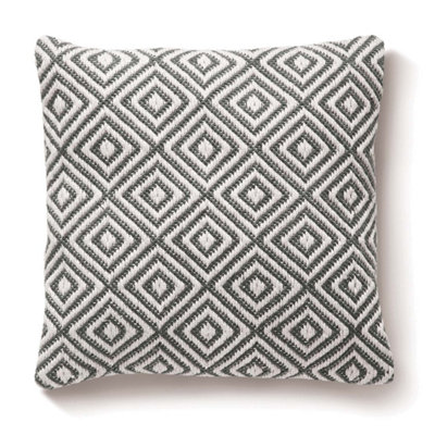 Woven Indoor Outdoor Washable Diamond Cosy Cushion Warm Grey - 45cm x 45cm