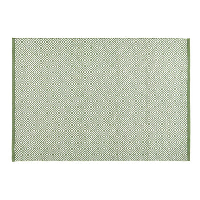 Woven Indoor Outdoor Washable Diamond Reversible Rug Dark Green - 120cm x 170cm