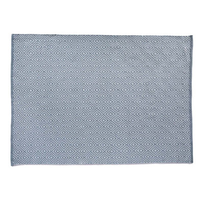 Woven Indoor Outdoor Washable Diamond Reversible Rug Denim Blue - 120cm x 170cm