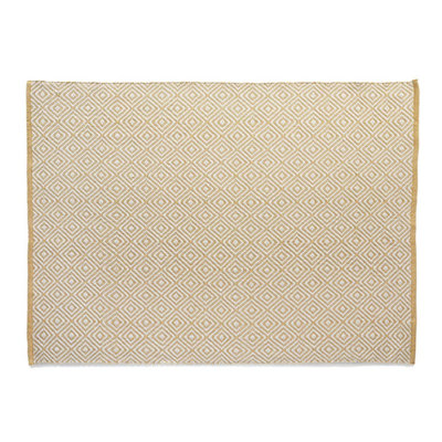 Woven Indoor Outdoor Washable Diamond Reversible Rug Gold - 120cm x 170cm