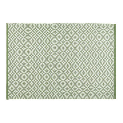 Woven Indoor Outdoor Washable Diamond Reversible Rug Green - 120cm x 170cm