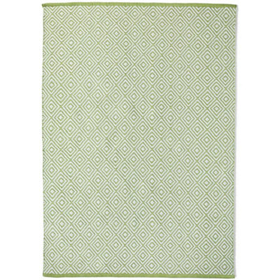 Woven Indoor Outdoor Washable Diamond Reversible Rug Green - 160cm x ...