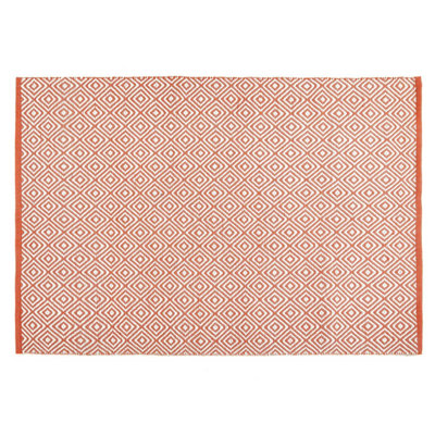 Woven Indoor Outdoor Washable Diamond Reversible Rug Rust - 120cm x 170cm