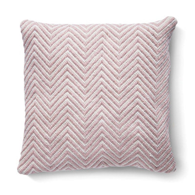 Woven Indoor Outdoor Washable Herringbone Cosy Cushion Rose - 45cm x 45cm