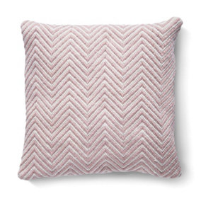 Woven Indoor Outdoor Washable Herringbone Cosy Cushion Rose - 45cm x 45cm