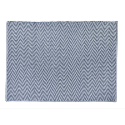 Woven Indoor Outdoor Washable Herringbone Reversible Rug Denim Blue - 120cm x 170cm