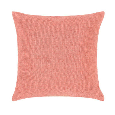 Woven Indoor Outdoor Washable Plain Cosy Cushion Coral Pink - 45cm x 45cm