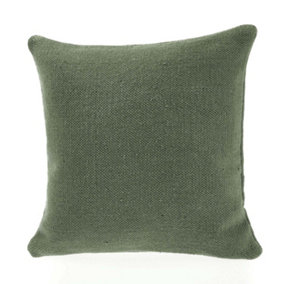 Woven Indoor Outdoor Washable Plain Cosy Cushion Dark Green - 45cm x 45cm