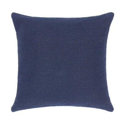 Woven Indoor Outdoor Washable Plain Cosy Cushion Navy - 45cm x 45cm