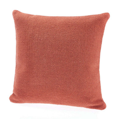 Woven Indoor Outdoor Washable Plain Cosy Cushion Rust - 45cm x 45cm