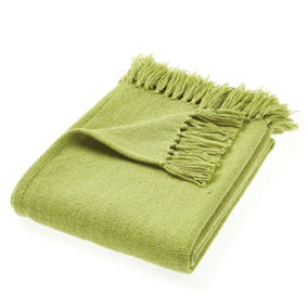 Woven Indoor Outdoor Washable Plain Cuddly Throw Green - 130cm x 180cm