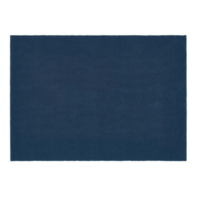 Woven Indoor Outdoor Washable Plain Reversible Rug Navy - 80cm x 150cm