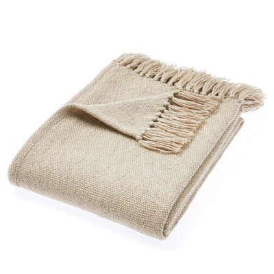 Woven Indoor Outdoor Washable Plain Throw Natural - 130cm x 180cm