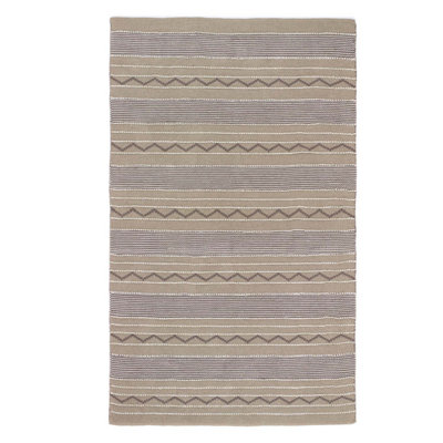 Woven Indoor Outdoor Washable Rustic Stripe Rug Natural/Brown 120X170