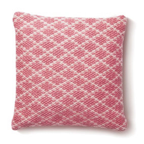 Woven Indoor Outdoor Washable Trellis Cosy Cushion Coral Pink - 45cm x 45cm