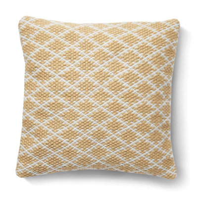 Woven Indoor Outdoor Washable Trellis Cosy Cushion Gold - 45cm x 45cm