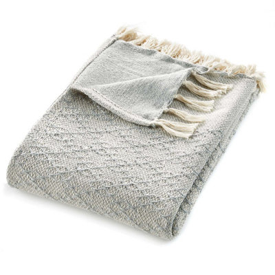 Woven Indoor Outdoor Washable Trellis Cuddly Throw Sky Grey - 130cm x 180cm