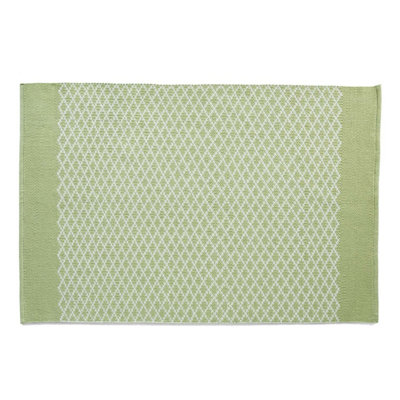 Woven Indoor Outdoor Washable Trellis Reversible Rug Green - 80cm x 150cm