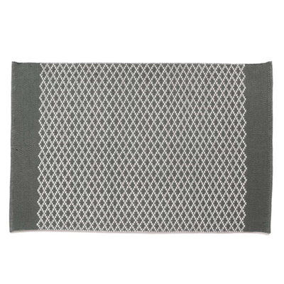 Woven Indoor Outdoor Washable Trellis Reversible Rug Warm Grey - 80cm x 150cm