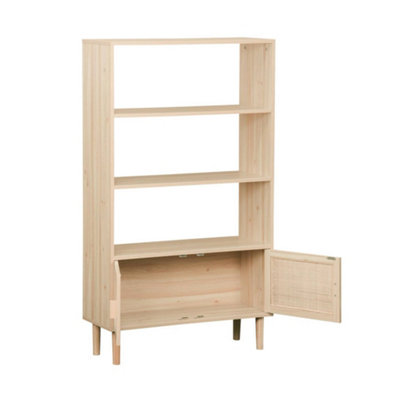 Woven rattan bookcase with storage cupboard Natural - sweeek