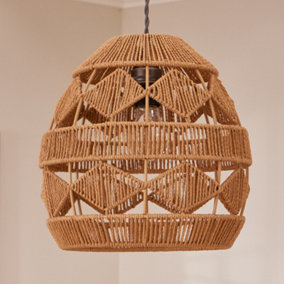 Woven Rattan String Diamond Ceiling Pendant Easy Fit Shade Home Decor