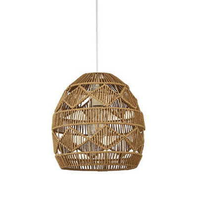 Woven Rattan String Diamond Ceiling Pendant Easy Fit Shade Home Decor