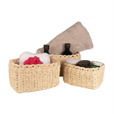 Woven Rope Storage Baskets Set of 3 Natural - M&W