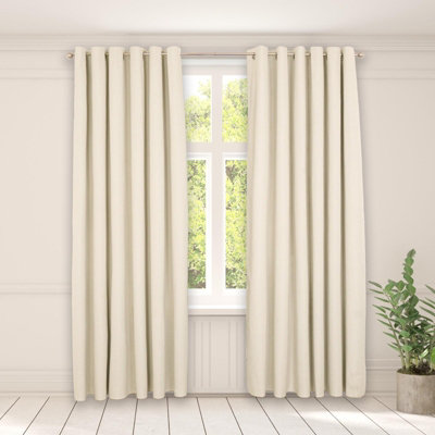 Woven Texture Pair Of Eyelet Curtains