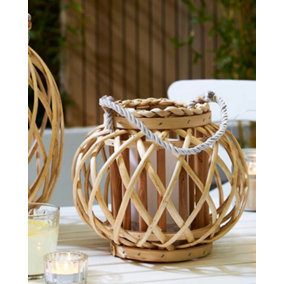 Woven willow and rattan Naxos Round LED Lantern