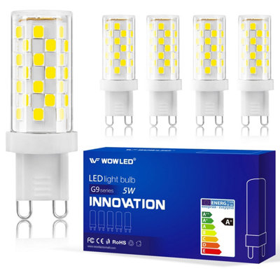 WOWLED 10 X G9 Dimmable LED Capsule Light Bulbs 5W (40W Equivalent), Cool White for Chandelier Home Lighting AC 220V-240V